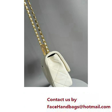 Chanel Lambskin, Resin  &  Gold-Tone Metal Small Flap Bag with Top Handle AS4848 White 2024